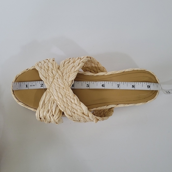 Kaanas Inagua Slip-On Sandals Natural Raffia & Leather Platform Women's Size 7 - Picture 11 of 11
